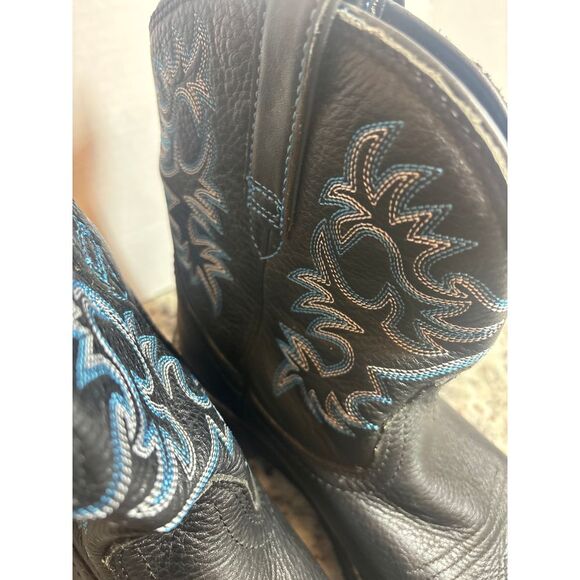 Ariat Fatbaby Black Blue Western Cowboy Boots Size 9.5 Mid Calf Embroidered - Picture 4 of 12